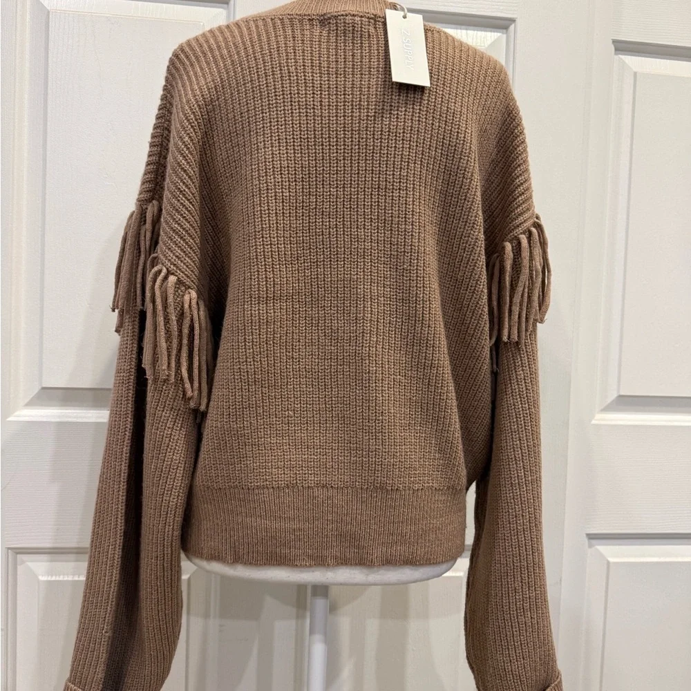 NWT Z Supply Sweater On The Fringe XL Campfire Brown Fringe Knit Pullover NWT - Picture 9 of 10